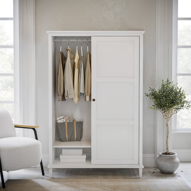 Sliding Double Wardrobe in White - Marlowe