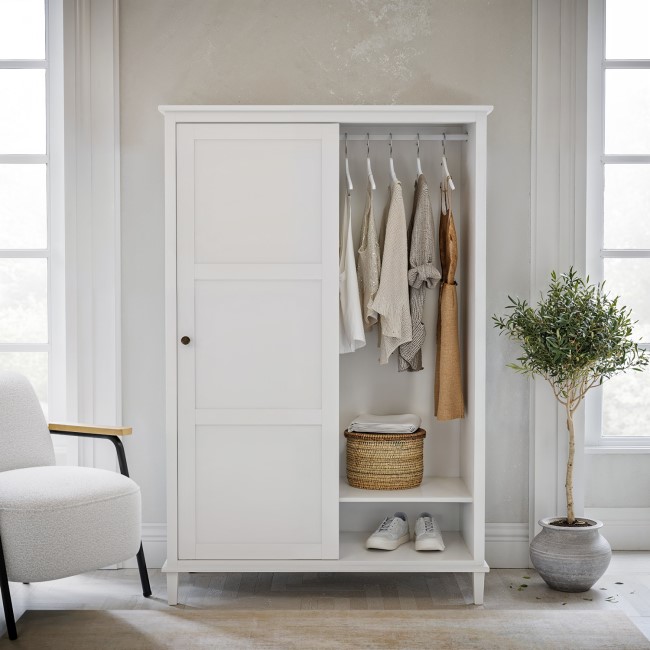 Sliding Double Wardrobe in White - Marlowe