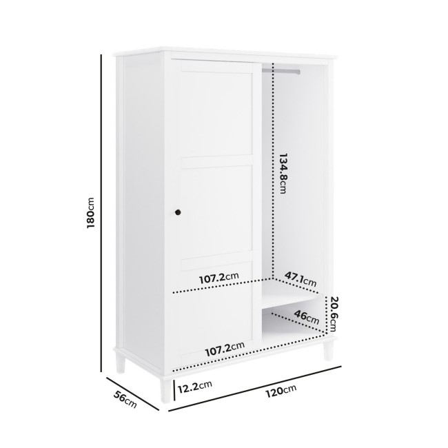 Sliding Double Wardrobe in White - Marlowe