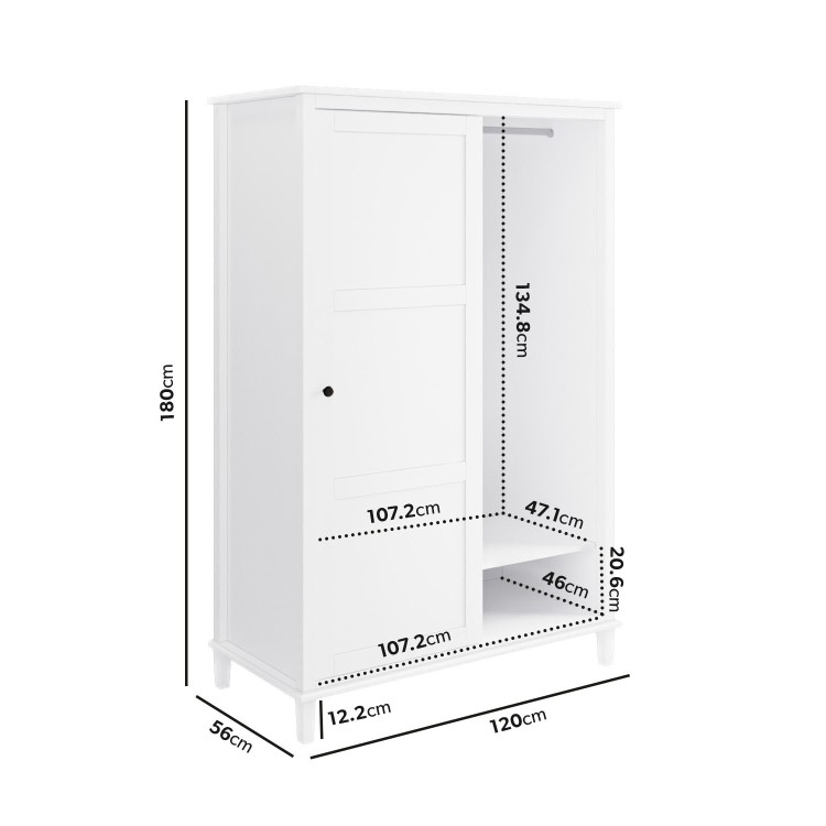 Sliding Double Wardrobe in White - Marlowe