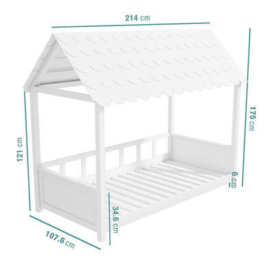 GRADE A2 - Molly White Kids House Bed with Scalloped Roof