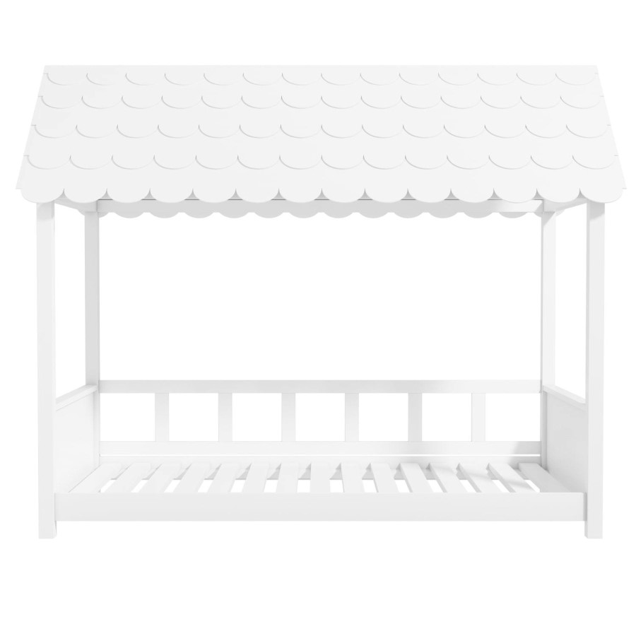 GRADE A2 - Molly White Kids House Bed with Scalloped Roof