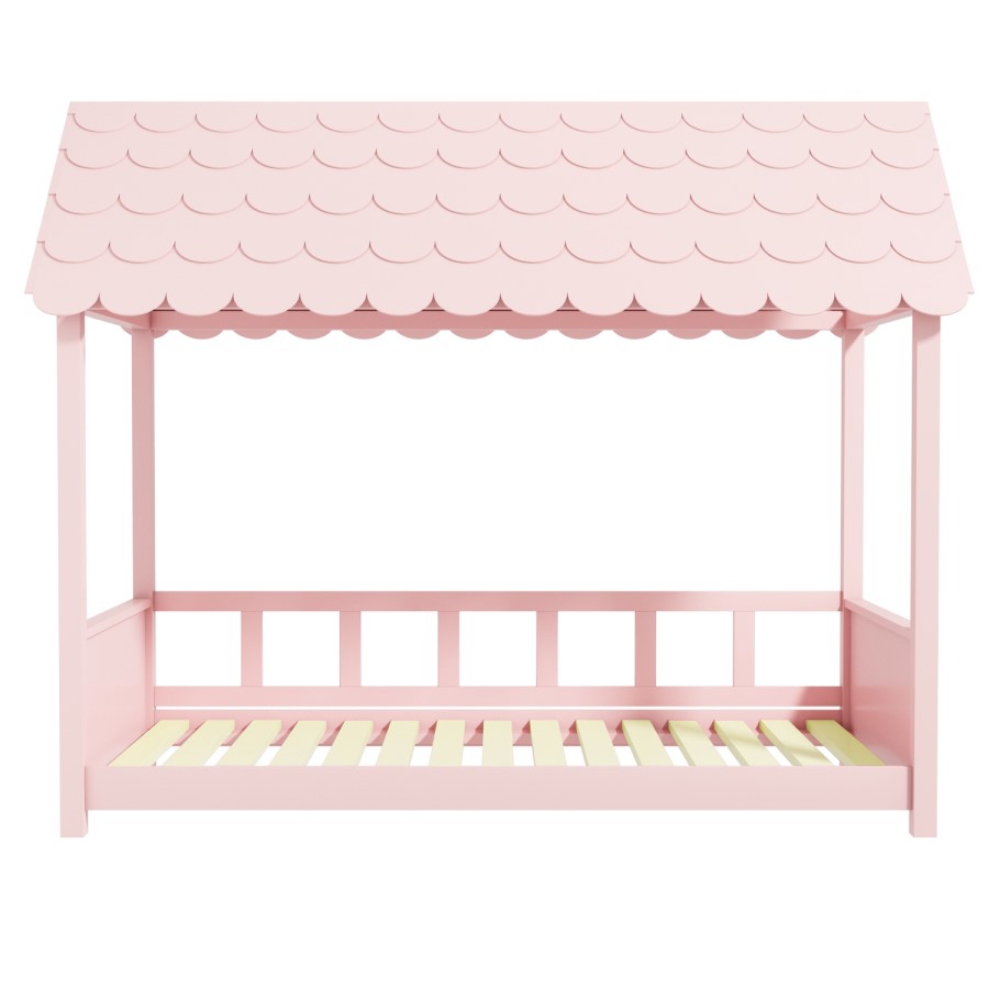 Molly Pink House Bed with Scalloped Roof