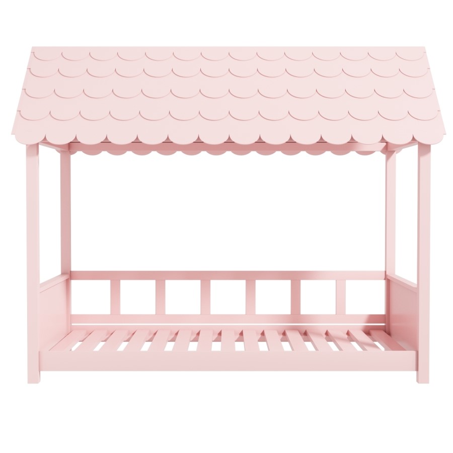 GRADE A1 - Molly Pink House Bed with Scalloped Roof