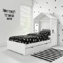 Milo House Bed in White with Pull Out Storage Drawer