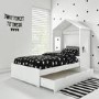 Milo House Bed in White with Pull Out Storage Drawer