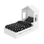 Milo House Bed in White with Pull Out Storage Drawer