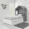 Milo House Bed in Grey &amp; White with Pull Out Storage Drawer