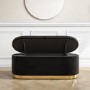 Large Black Velvet Footstool with Ottoman Storage - Monroe
