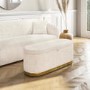 Large Cream Boucle Fabric Footstool with Ottoman Storage - Monroe
