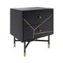 GRADE A1 - Black and Gold 2-Drawer Bedside Table - Monet