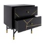 GRADE A1 - Black and Gold 2-Drawer Bedside Table - Monet