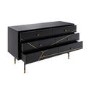 Wide Black and Gold Chest of 6 Drawers - Monet