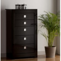 World Furniture Modena Black High Gloss 5 Drawer Chest