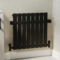 Black Horizontal Single Panel Radiator with Heated Towel Bar 600 x 604mm - Mojave