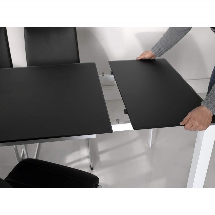 GRADE A2 - Wilkinson Furniture Mobo Small Black Extending Table with Glass Top
