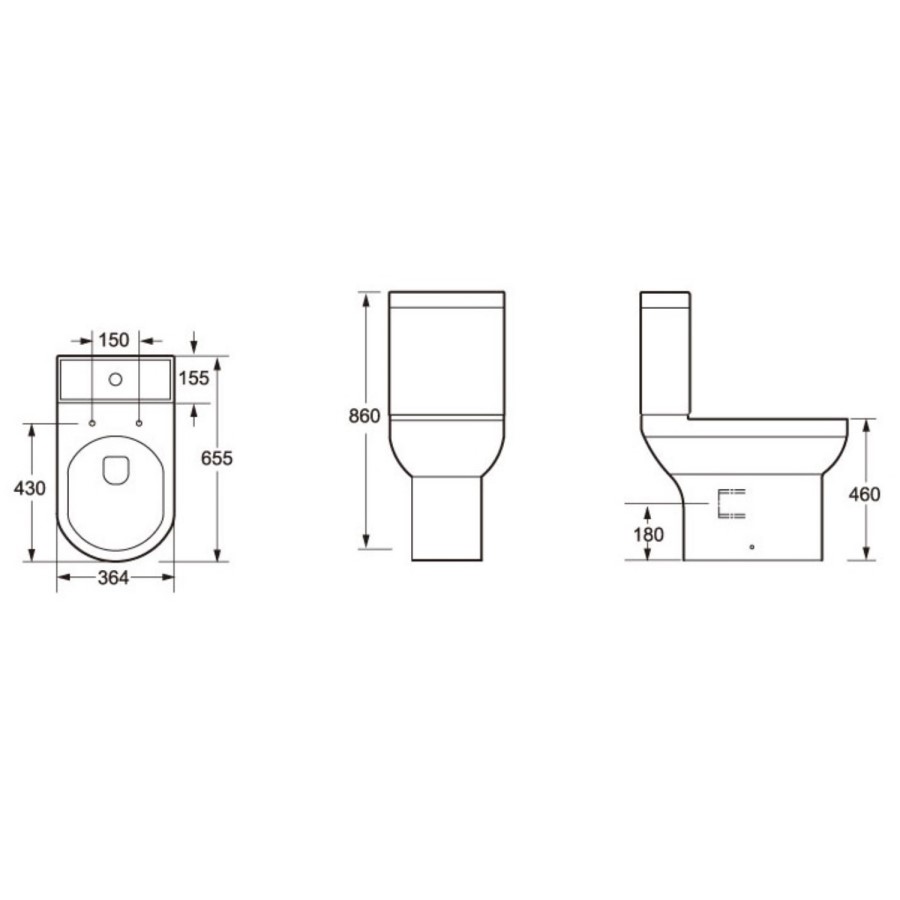 Arc Comfort Height Close Coupled Toilet - Without Seat