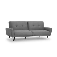 3 Seater Click-Clack Sofa Bed in Grey Woven Fabric - Monza 3 Seater Click-Clack Sofa Bed in Grey Woven Fabric - Monza