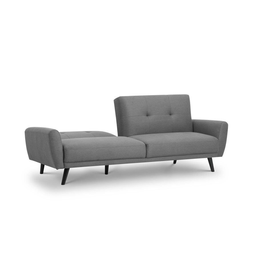 3 Seater Click-Clack Sofa Bed in Grey Woven Fabric - Monza