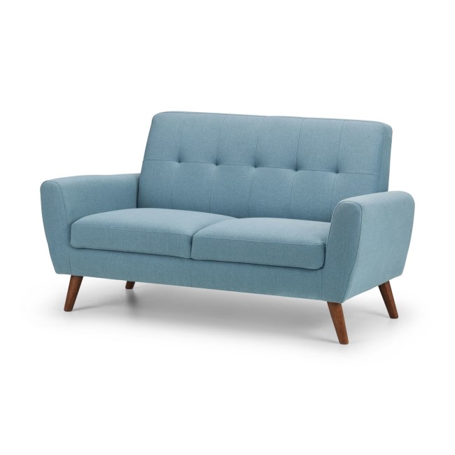 Light Blue 2 Seater Woven Fabric Sofa - Monza