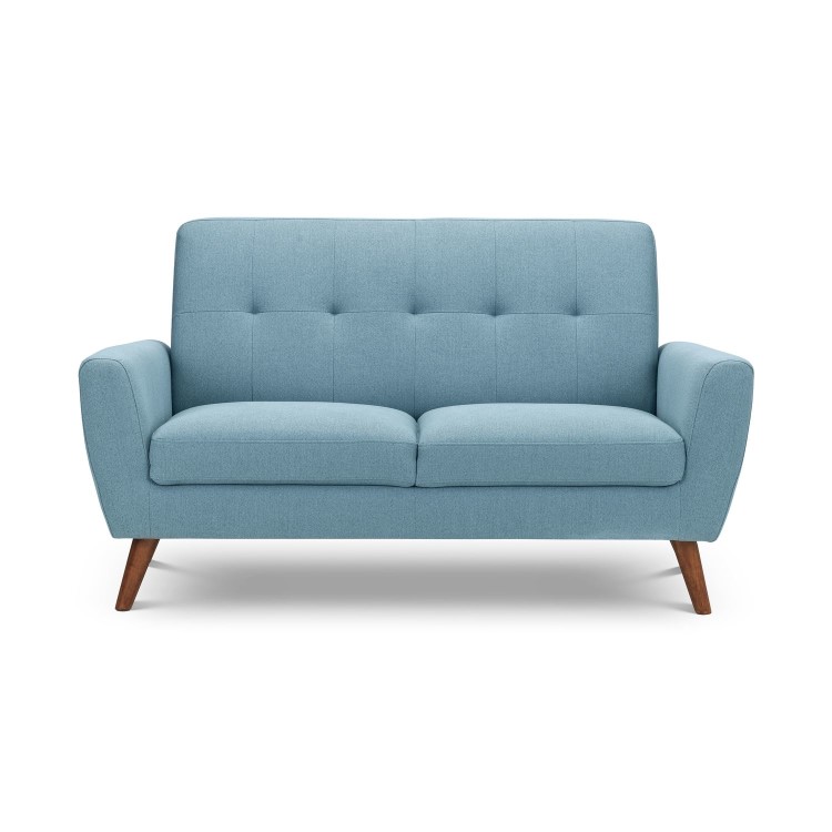 Light Blue 2 Seater Woven Fabric Sofa - Monza