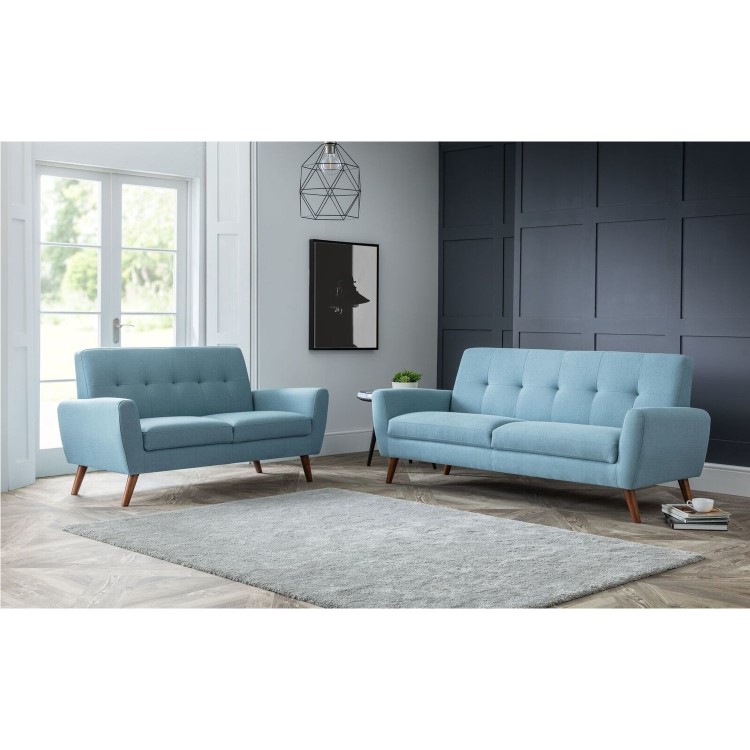 Light Blue 2 Seater Woven Fabric Sofa - Monza