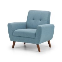 Blue Fabric Armchair with Wooden Legs - Monza - Julian Bowen