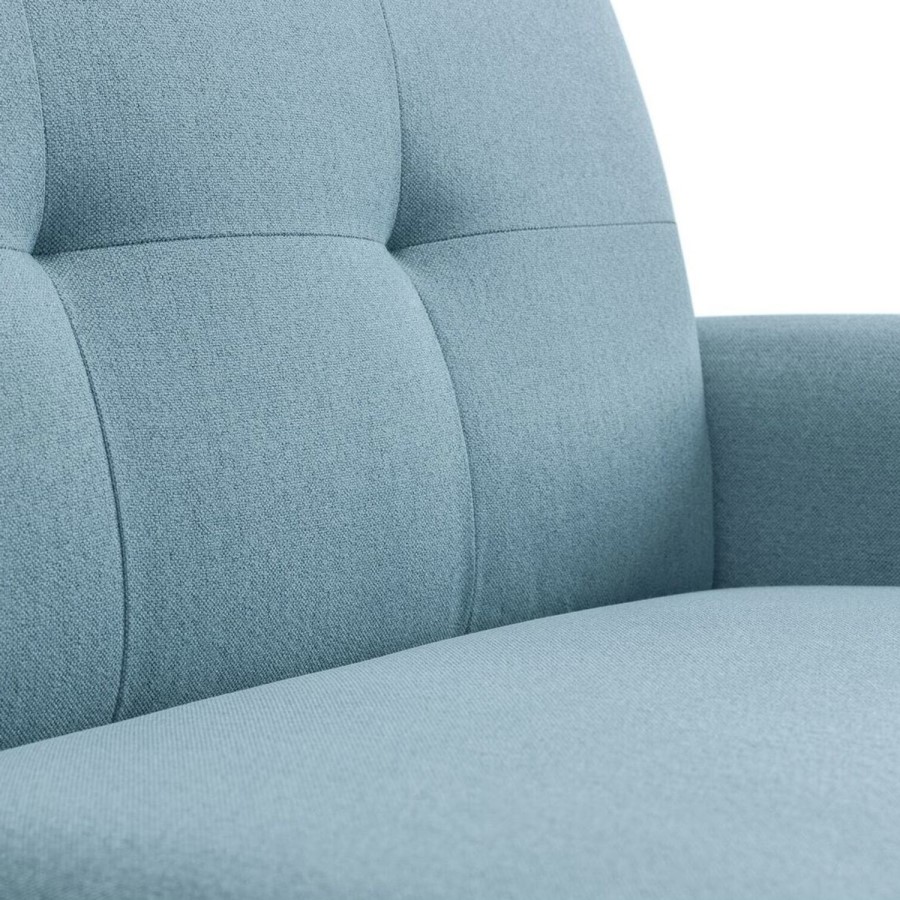 3 Seater Click-Clack Sofa Bed in Light Blue Woven Fabric - Monza