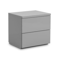 GRADE A1 - Julian Bowen Monaco 2 Drawer Bedside Table in Grey High Gloss