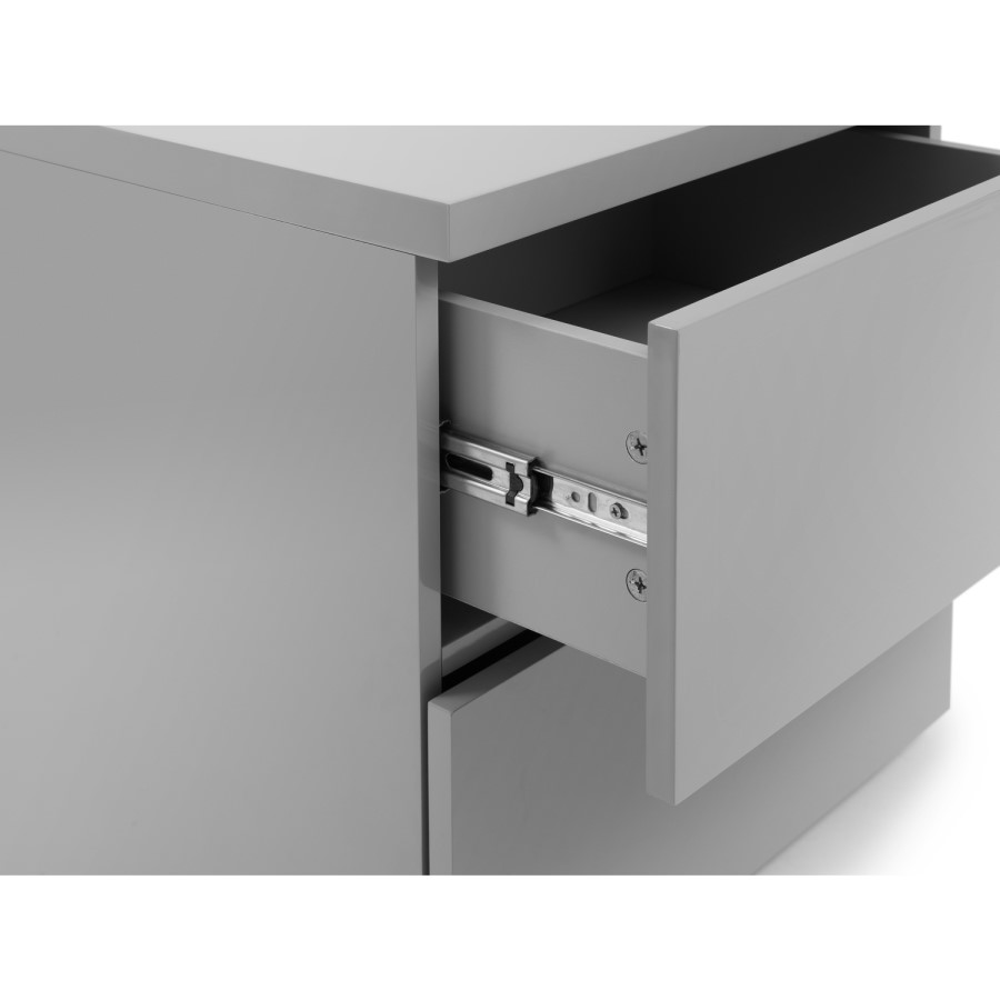 GRADE A1 - Julian Bowen Monaco 2 Drawer Bedside Table in Grey High Gloss
