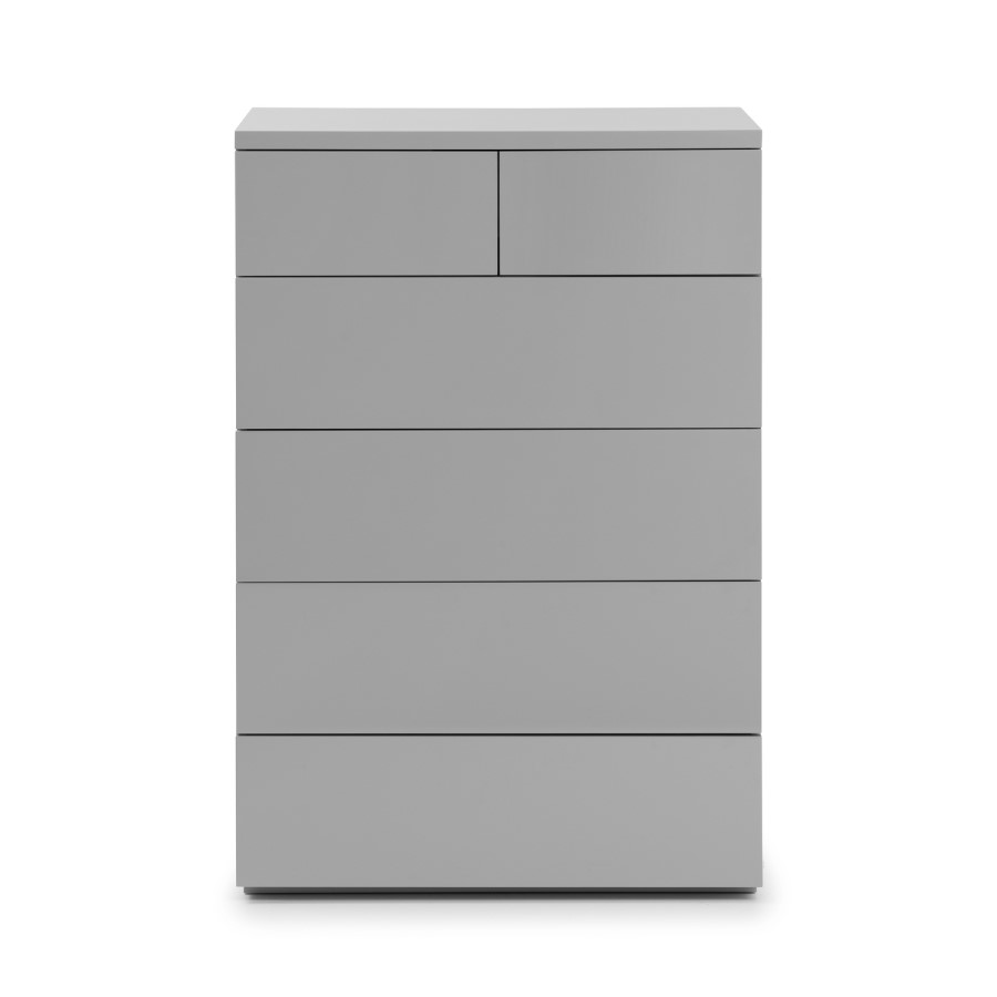 Tall Grey High Gloss Chest of 6 Drawers - Monaco - Julian Bowen 