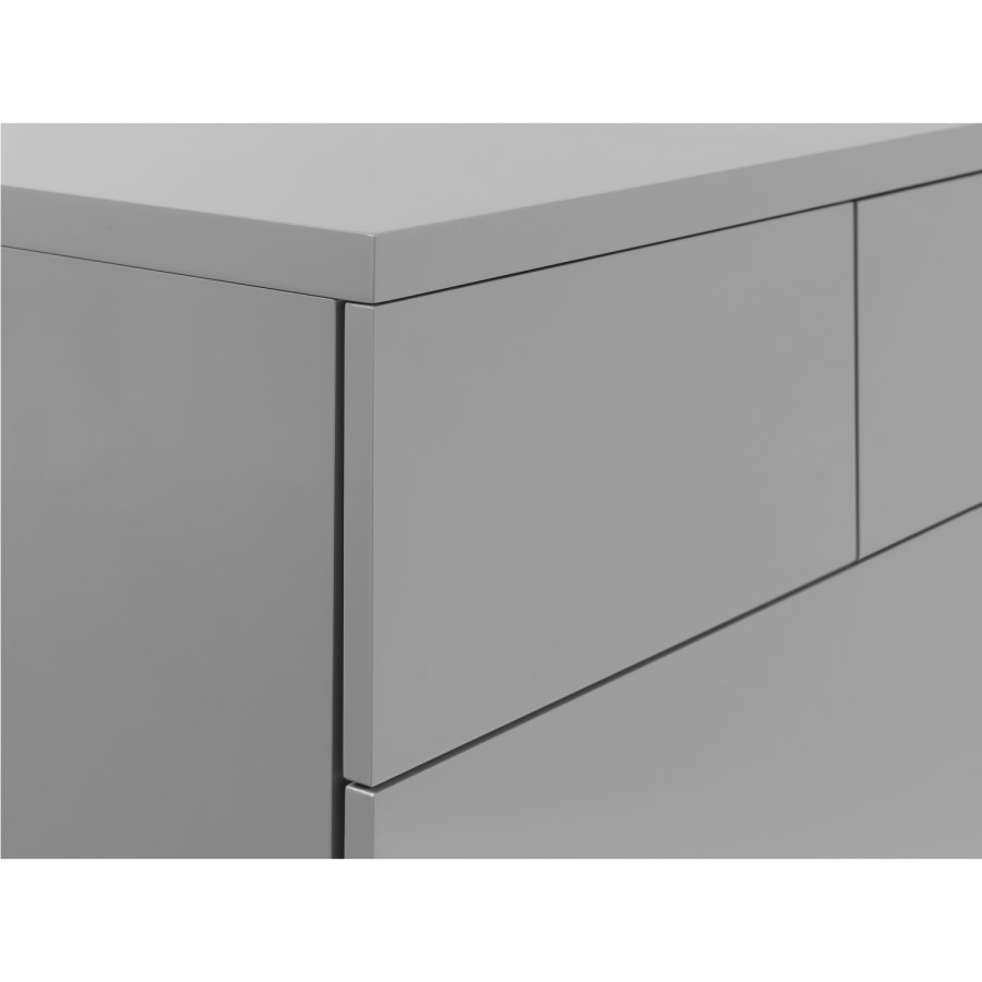 Tall Grey High Gloss Chest of 6 Drawers - Monaco - Julian Bowen 