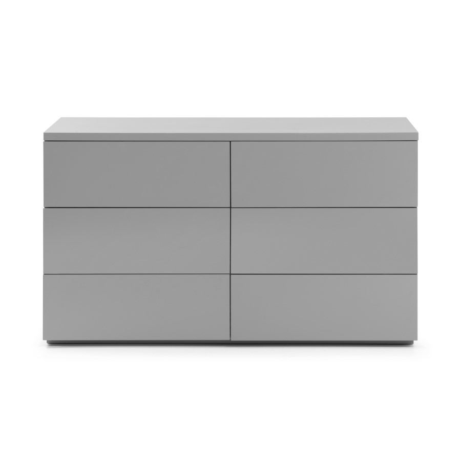 Wide Grey High Gloss Chest of 6 Drawers - Monaco - Julian Bowen 
