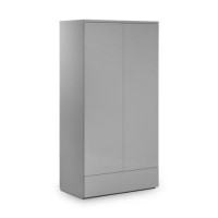 Grey High Gloss Double Wardrobe with Drawer - Monaco - Julian Bowen