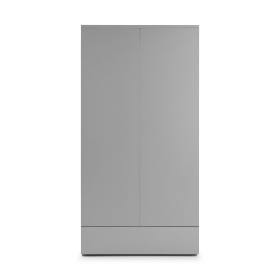 Grey High Gloss Double Wardrobe with Drawer - Monaco - Julian Bowen