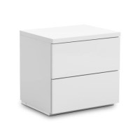 GRADE A1 - Julian Bowen Monaco 2 Drawer Bedside Table in White High Gloss