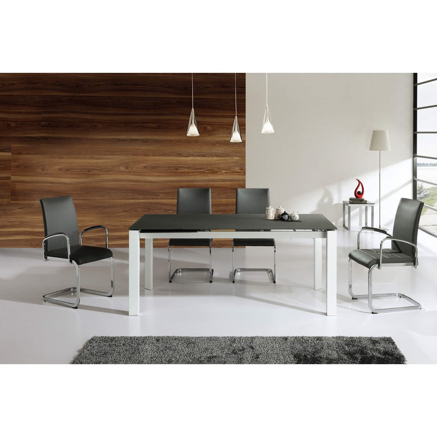 GRADE A2 - Wilkinson Furniture Mobo Small Black Extending Table with Glass Top