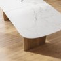 Large White Marble Ceramic and Oak Extendable Dining Table - Seats 6 - 8 - Marian