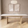 Large White Marble Ceramic and Oak Extendable Dining Table - Seats 6 - 8 - Marian