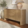 Large White Marble Ceramic and Oak Sideboard - Marian