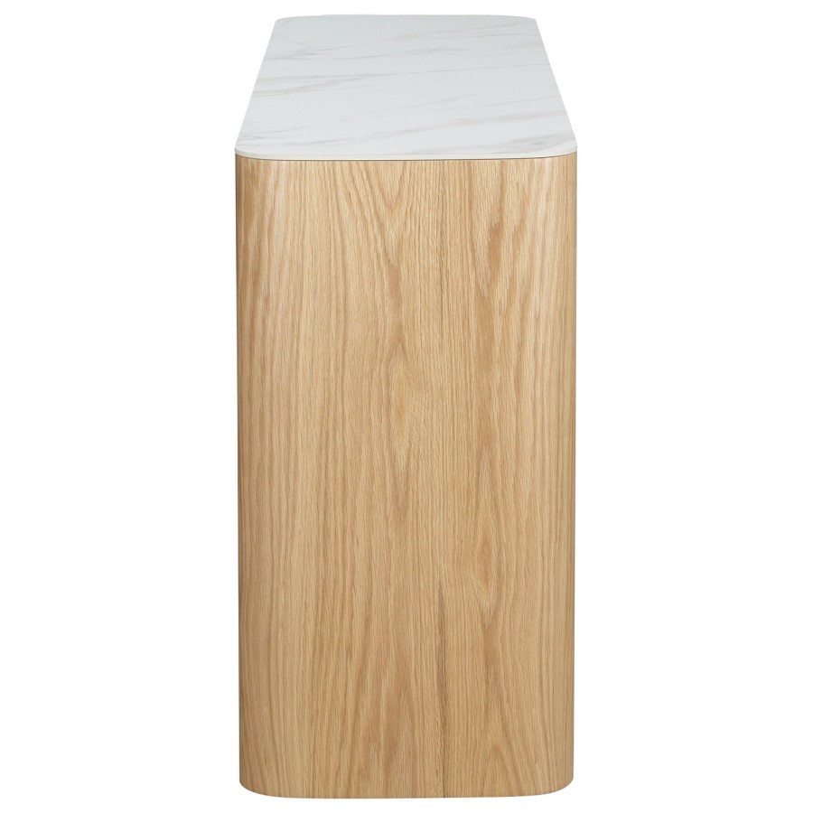 Large White Marble Ceramic and Oak Sideboard - Marian