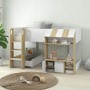 White and Oak Mid Sleeper Cabin bed with Storage - Marcel