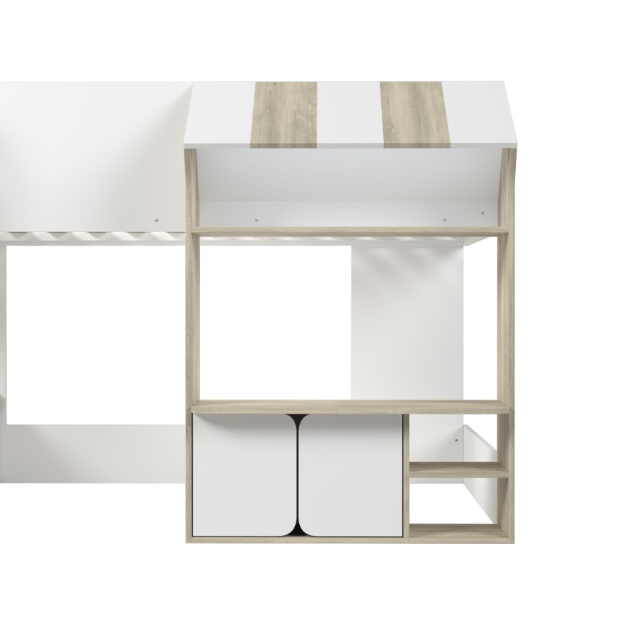 White and Oak Mid Sleeper Cabin bed with Storage - Marcel