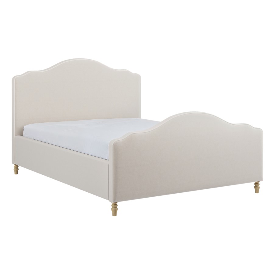 Beige Chenille King Side-Lift Ottoman Storage bed with Legs - Marie