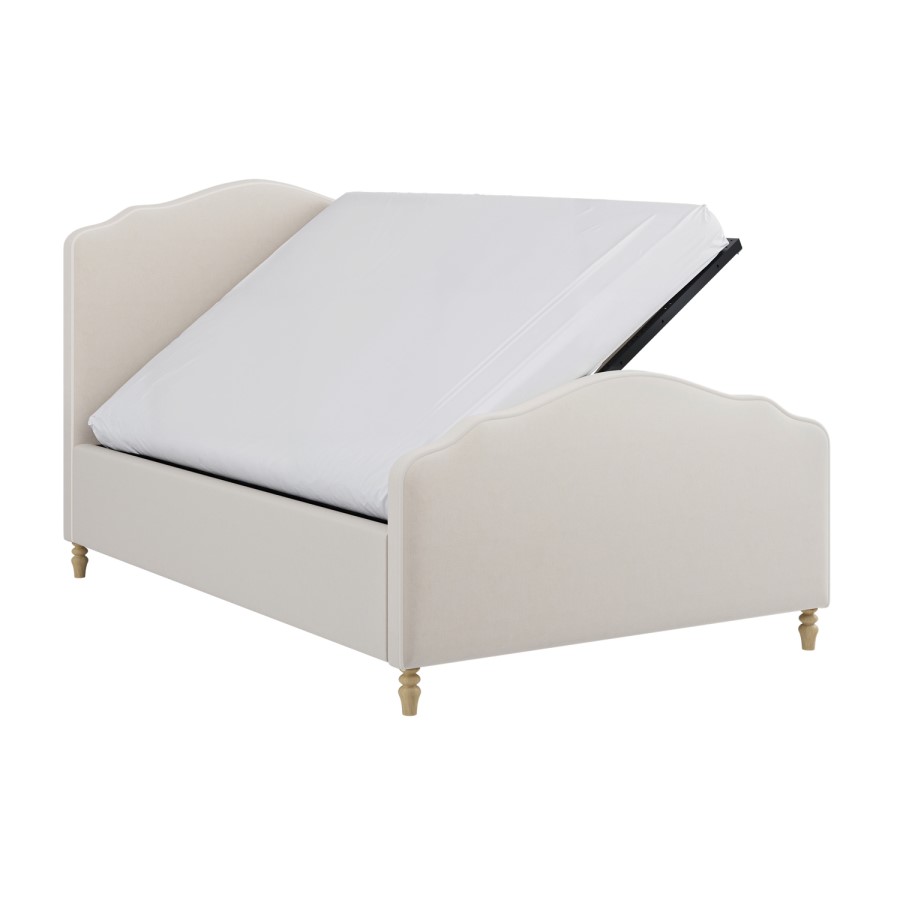 Beige Chenille Small Double Side-Lift Ottoman Storage bed with Legs - Marie