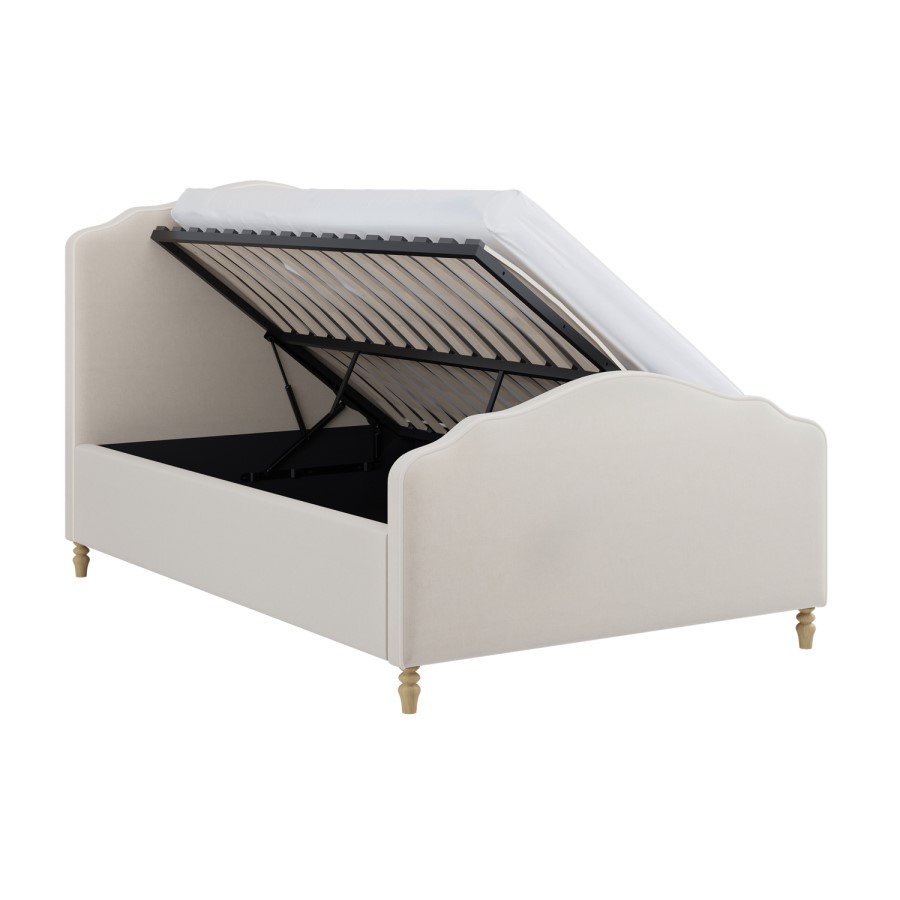 Beige Chenille Small Double Side-Lift Ottoman Storage bed with Legs - Marie