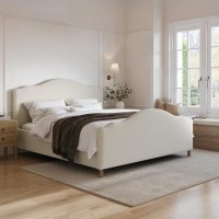 Beige Chenille Super King Side-Lift Ottoman Storage bed with Legs - Marie