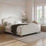 Beige Chenille Super King Side-Lift Ottoman Storage bed with Legs - Marie