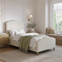 Beige Chenille Single Side-Lift Ottoman Storage bed with Legs - Marie