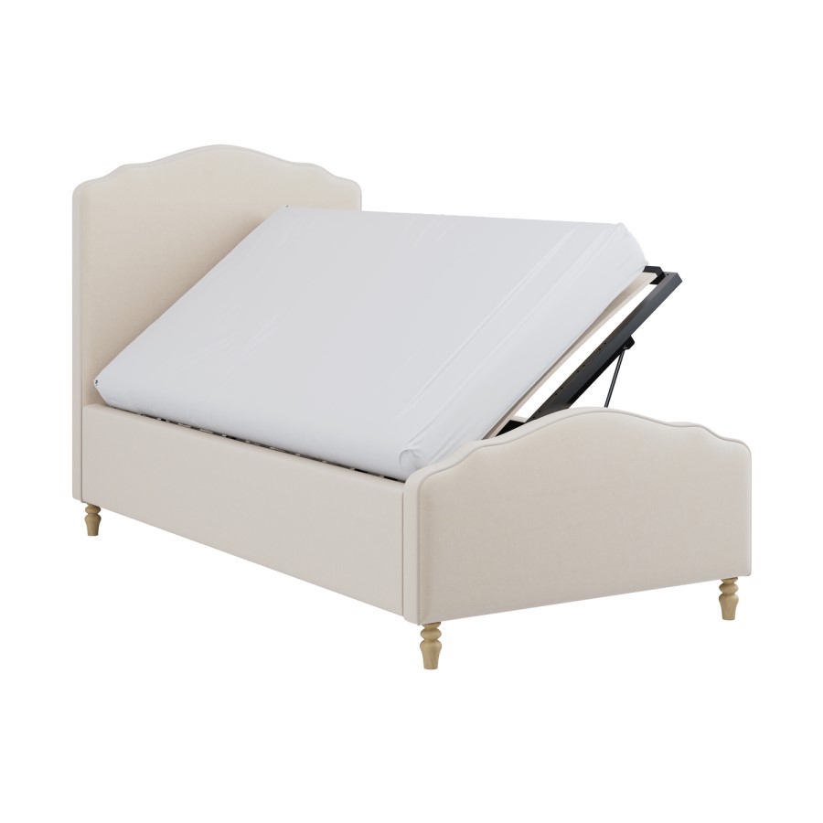 Beige Chenille Single Side-Lift Ottoman Storage bed with Legs - Marie